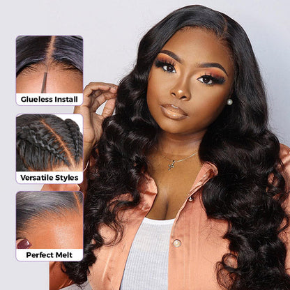 Wand Curl Pre Cut 9x6 HD Lace Wear & Go Glueless Wig 100% Human Hair Pre Bleached Tiny Knots