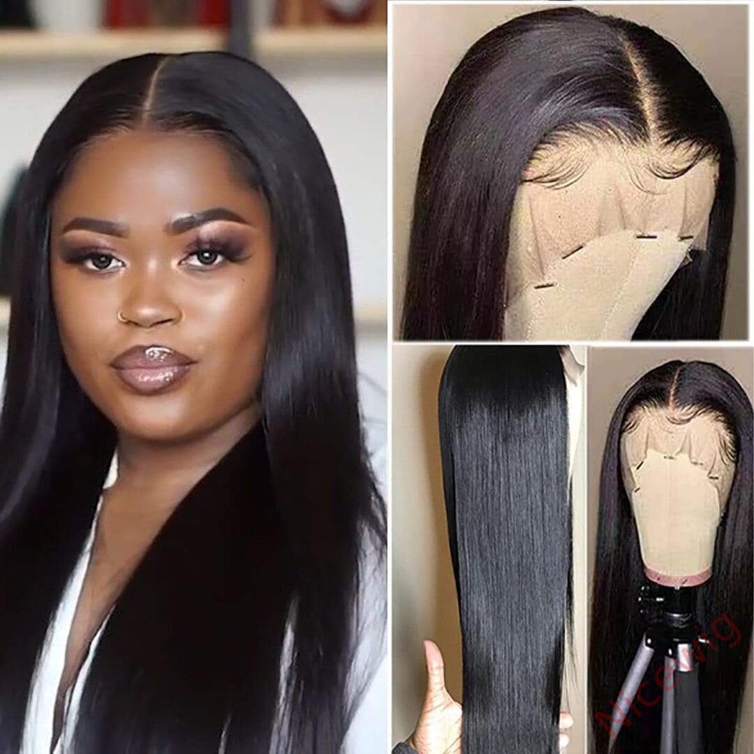Black Glueless Straight Hair For Women Natural Wig